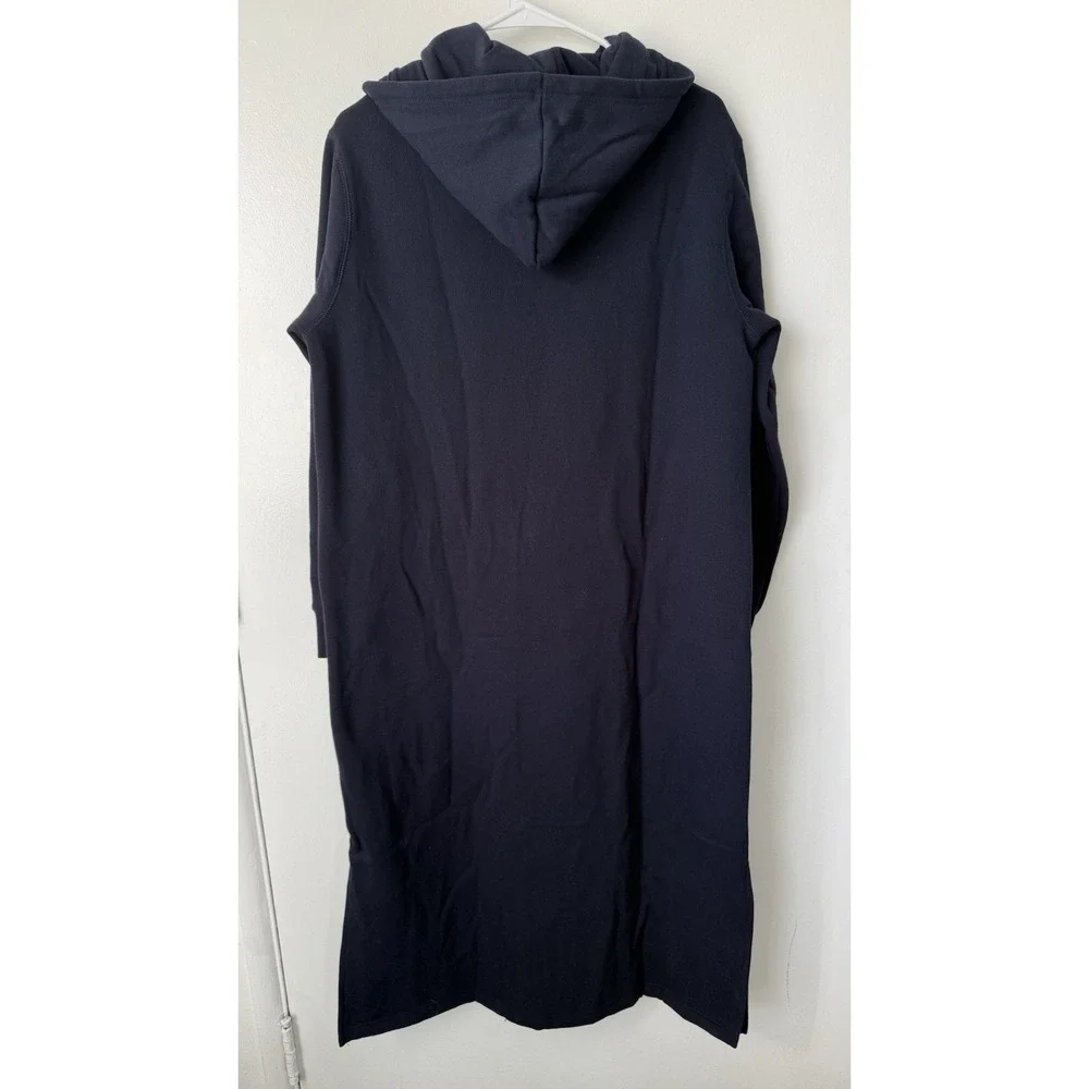 Land's End Women Medium Maxi Hoodie Dress Navy Long Hooded Sweatshirt - Picture 3 of 9